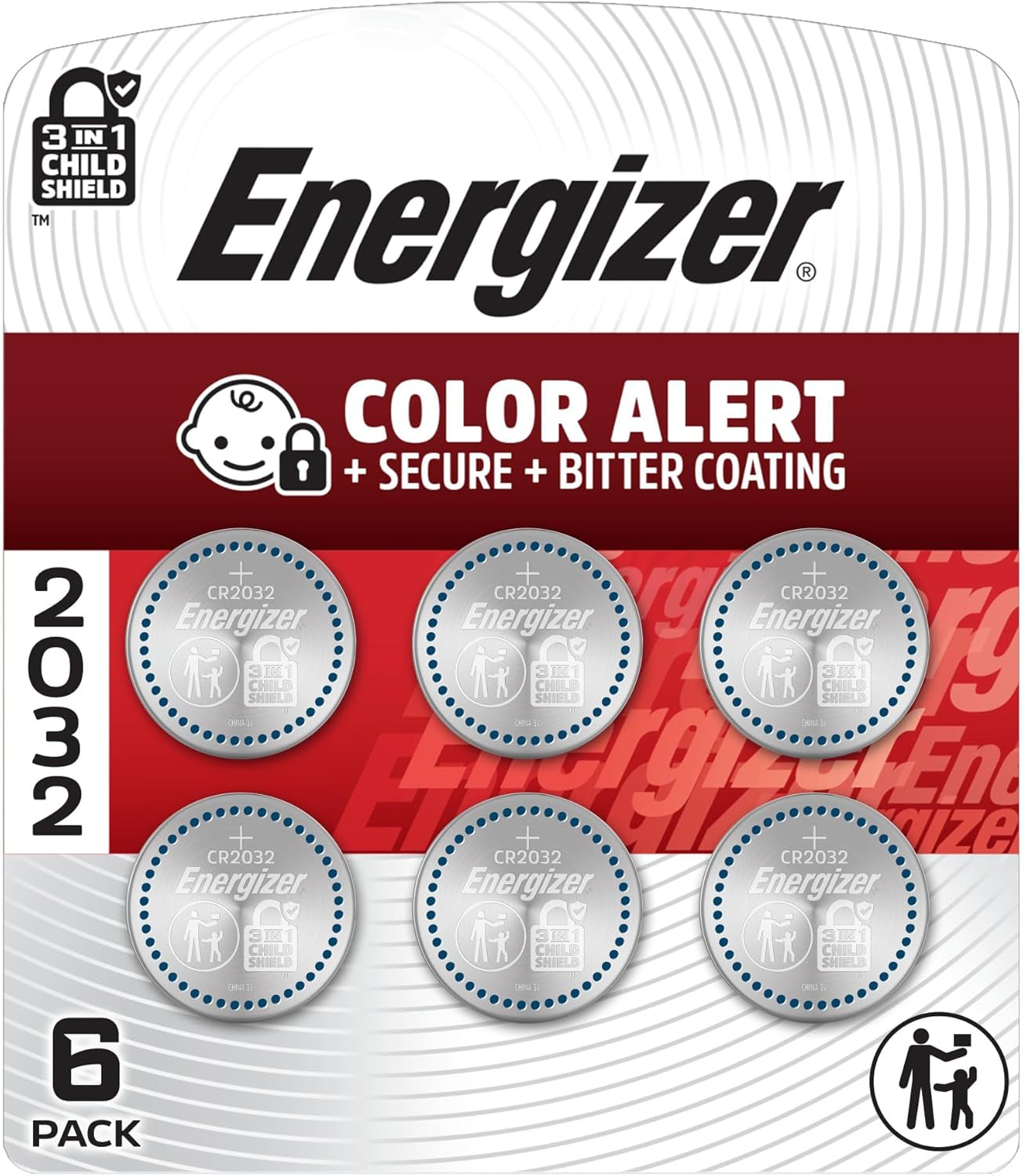 CR2032 Batteries, 3V Lithium Coin Cell 2032 Watch Battery,White (6 Count)